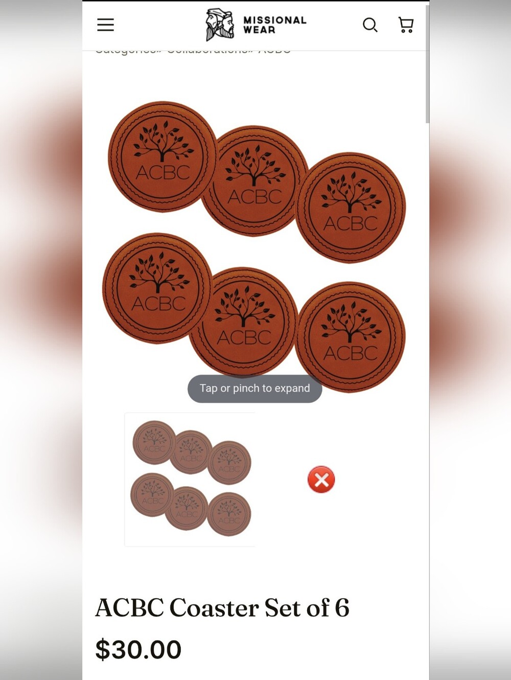Set of 6 Leather Coasters - Brown